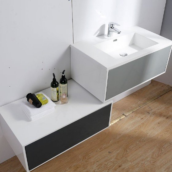 30 inch MDF bathroom cabinet with PVC coating view 3
