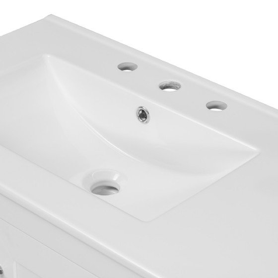 36 inch White Bathroom Vanity with Ceramic Sink Combo, Abundant Storage Cabinet -2 Soft-close doors and 5 drawers view 3