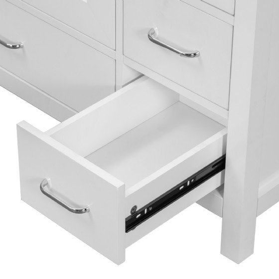 36 inch White Bathroom Vanity with Ceramic Sink Combo, Abundant Storage Cabinet -2 Soft-close doors and 5 drawers view 2