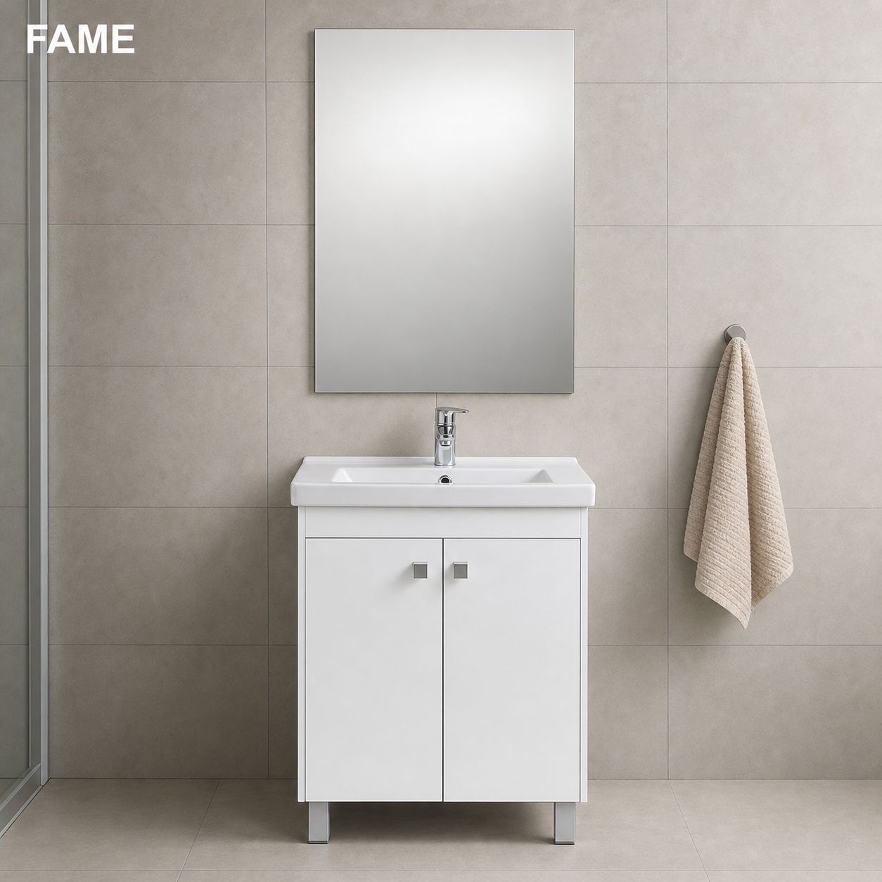 Compact White 600mm Floor Standing Vanity