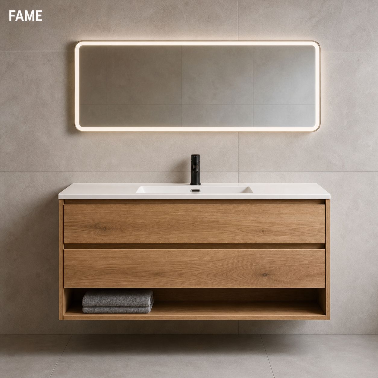 Natural Oak 1200mm Double Basin Vanity