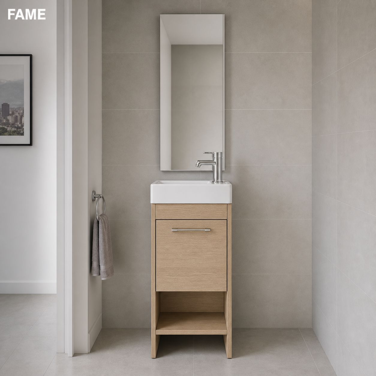 Waterproof White Laundry Storage Vanity
