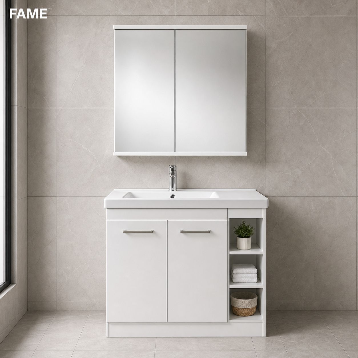 Andes Warm Wood Ribbed Vanity