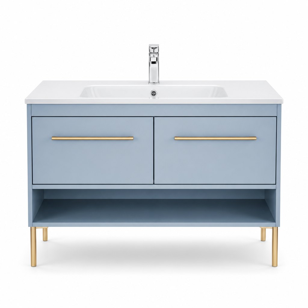 1000mm Blue-Grey Vanity — Gold Legs — FAME OEM bathroom vanity