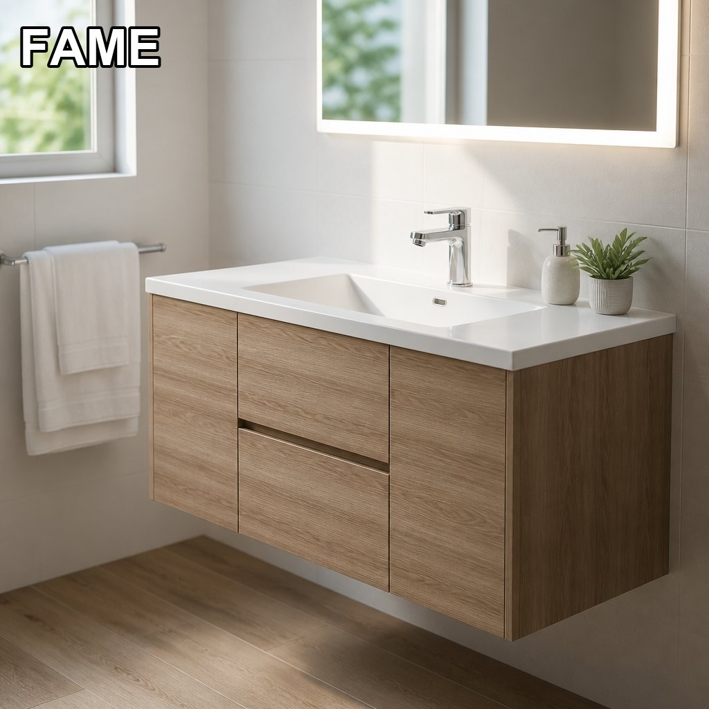 1000mm Prima Combo Vanity — Drawers Plus Side Cabinets in a real bathroom setting