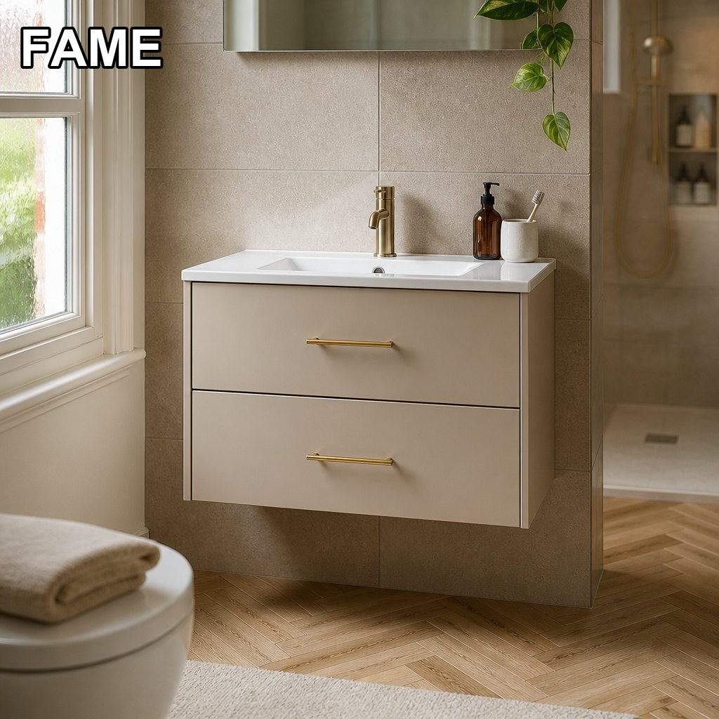 1000mm Short-Projection Wall-Hung Vanity — 395mm Deep for the 1.5-Metre Bathroom in a real bathroom setting