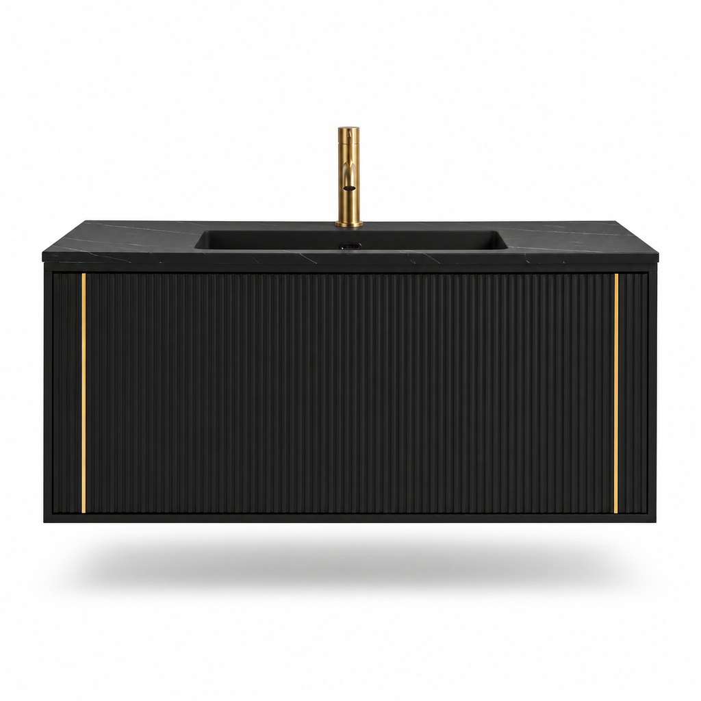 1200mm Black Fluted Gold-Trim Vanity — FAME OEM bathroom vanity
