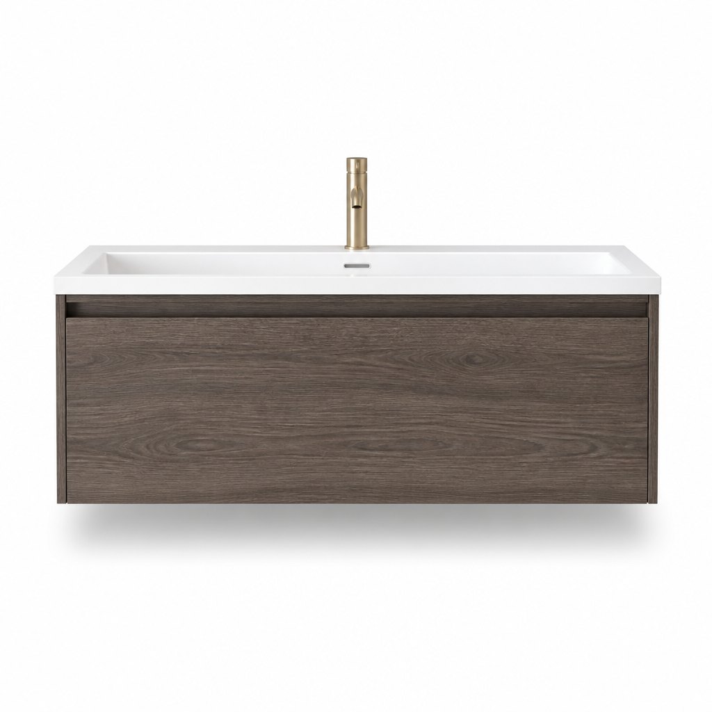1200mm Smoke Oak Vanity — Seamless Continuous Drawer — FAME bathroom cabinet manufacturer