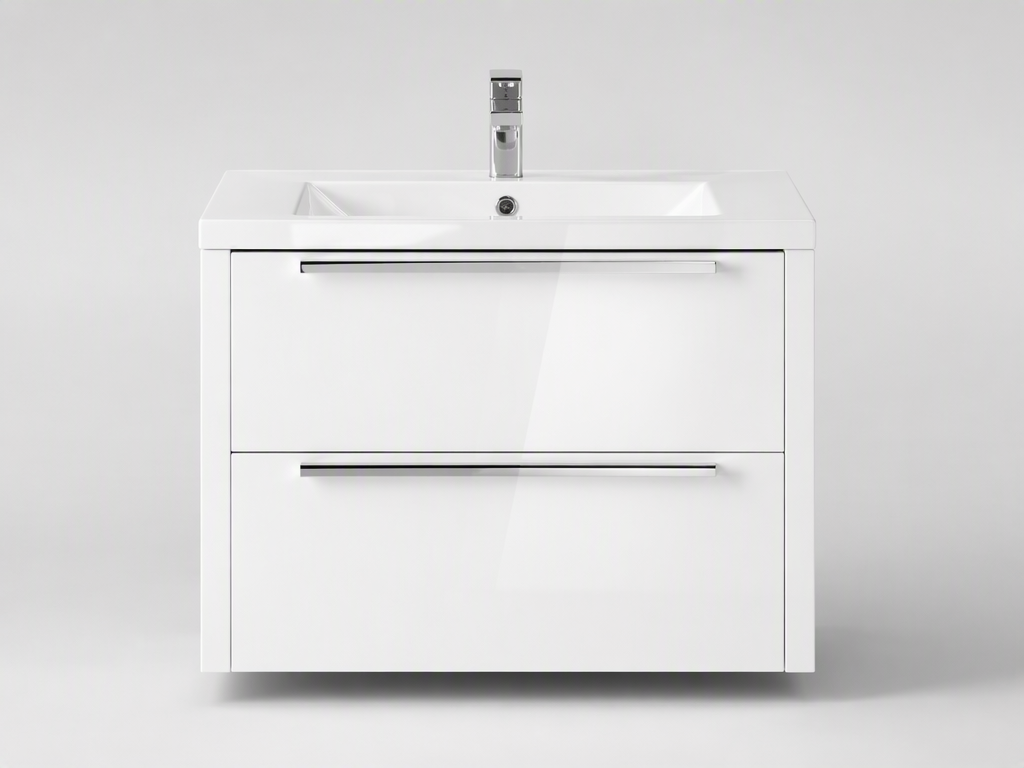 30 inch single sink MDF bathroom vanity with high gloss white finish