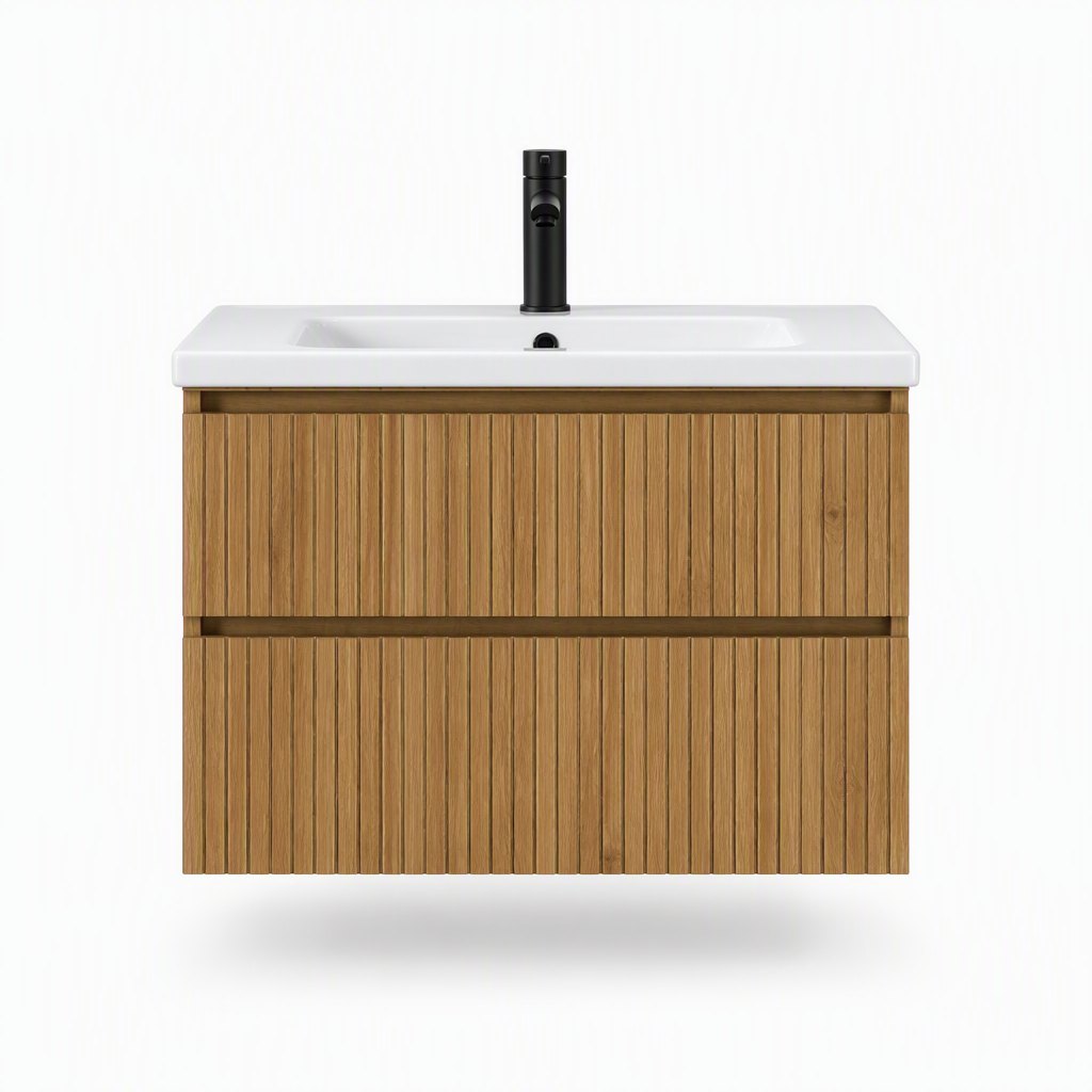 600mm Fluted Oak Wall-Hung Vanity — FAME OEM bathroom vanity