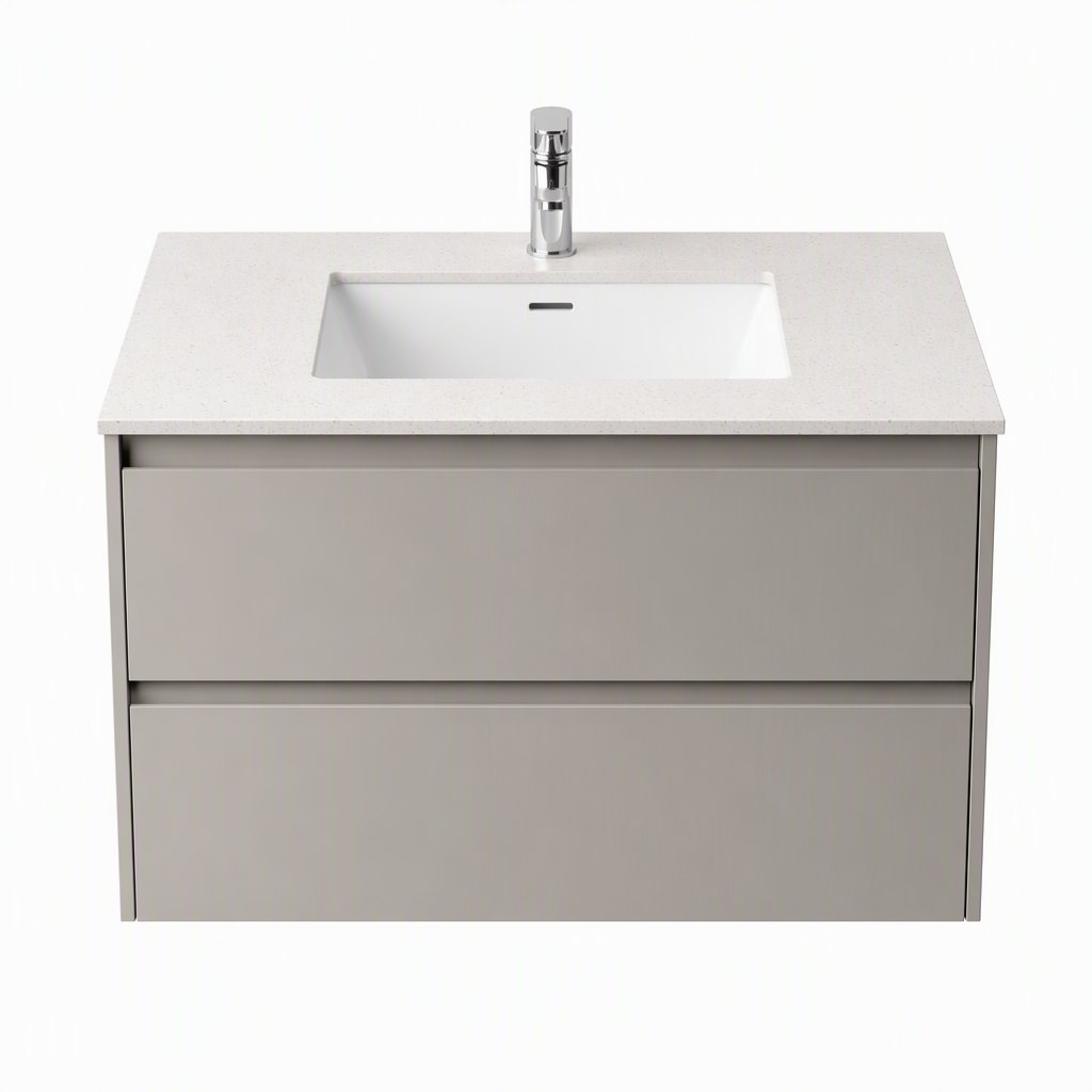 700 mm Matt Putty Wall-Hung Vanity — J-Pull Drawers, Sintered Stone Top — FAME bathroom cabinet manufacturer
