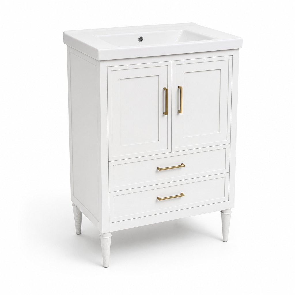 800mm Classic White Freestanding Vanity — Ceramic Basin + Vintage Legs — FAME bathroom cabinet manufacturer