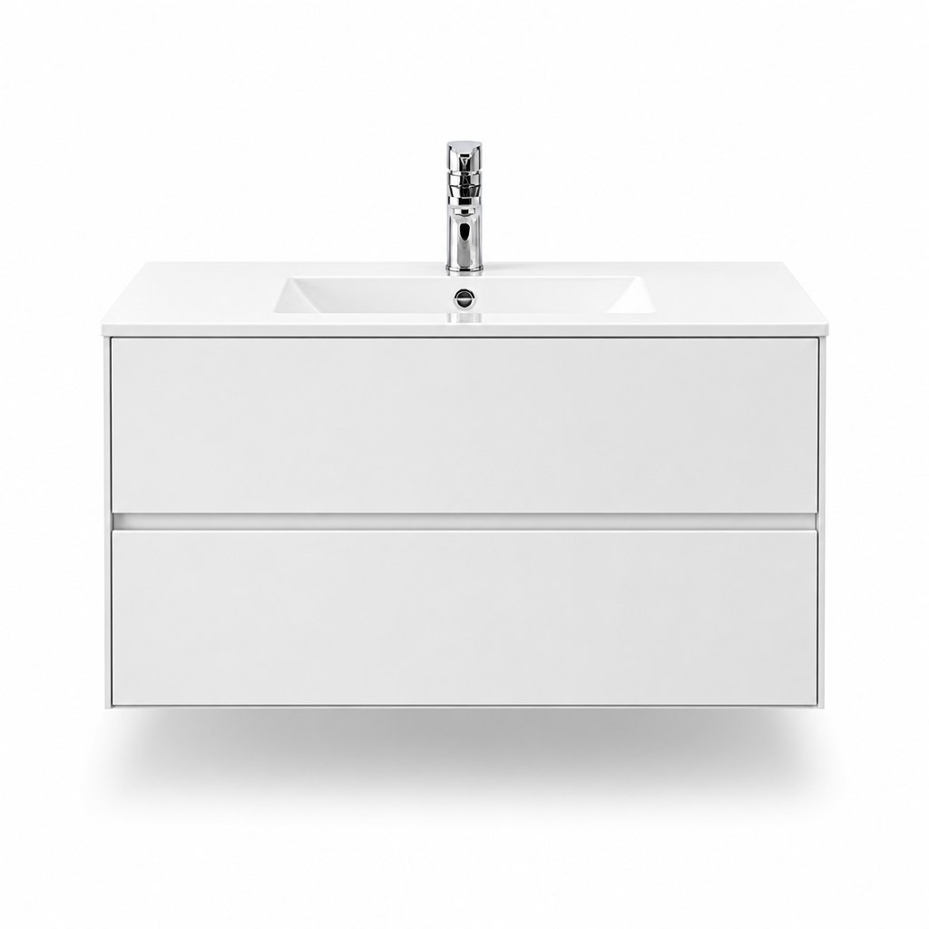 800mm Matte White Vanity — Rectangular Integrated Basin — FAME bathroom cabinet manufacturer