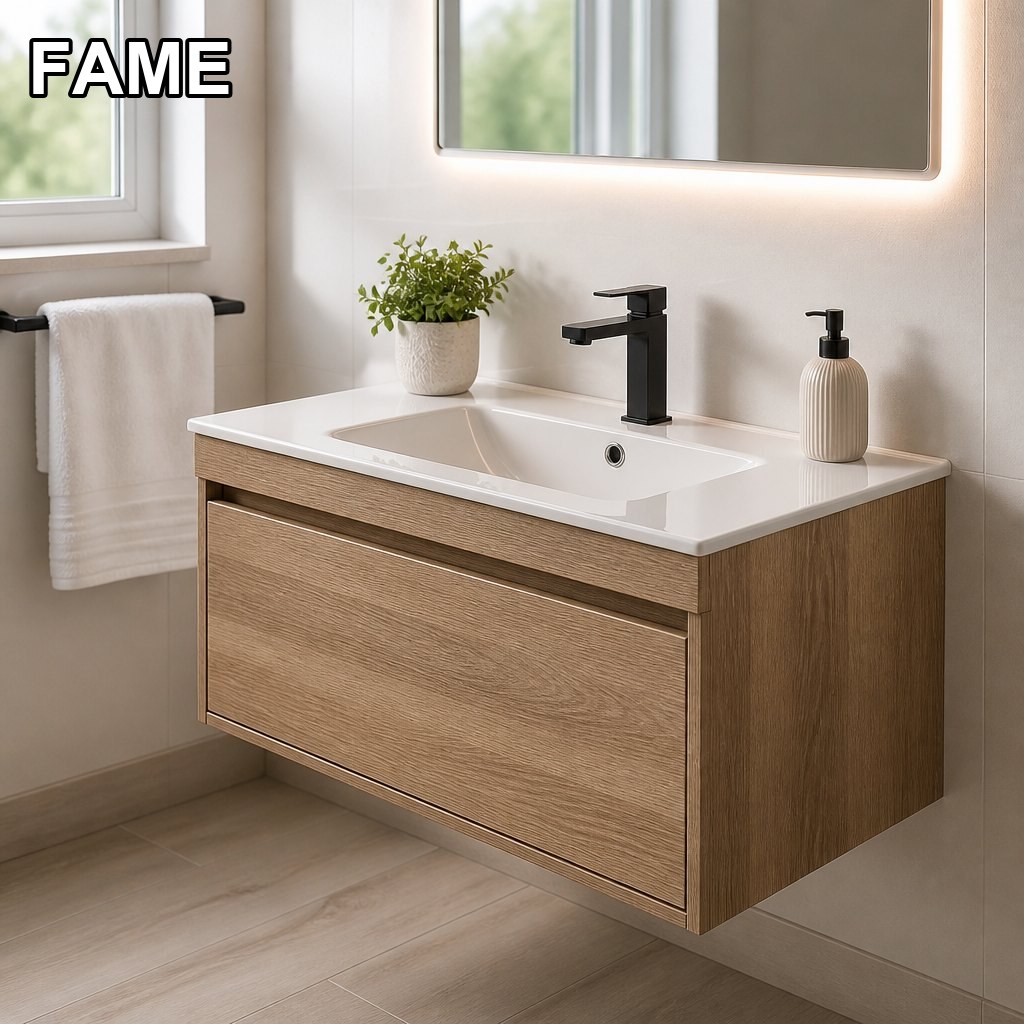 800mm Melamine Wood Vanity — Durable, Value-Engineered in a real bathroom setting