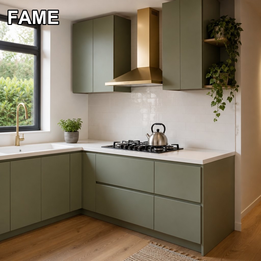 Matte Sage Green Kitchen — Soft-Touch Finish in a real kitchen setting