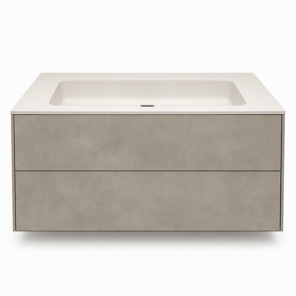 900mm Microcement Vanity — Hand-Trowelled Fronts and a One-Piece Cast Basin — FAME bathroom cabinet manufacturer