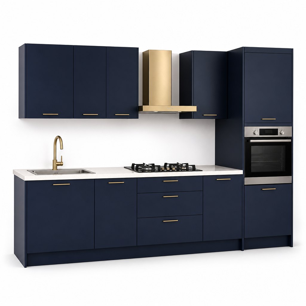 Navy Blue Modern Kitchen — Deep Matte Statement — FAME kitchen cabinet manufacturer