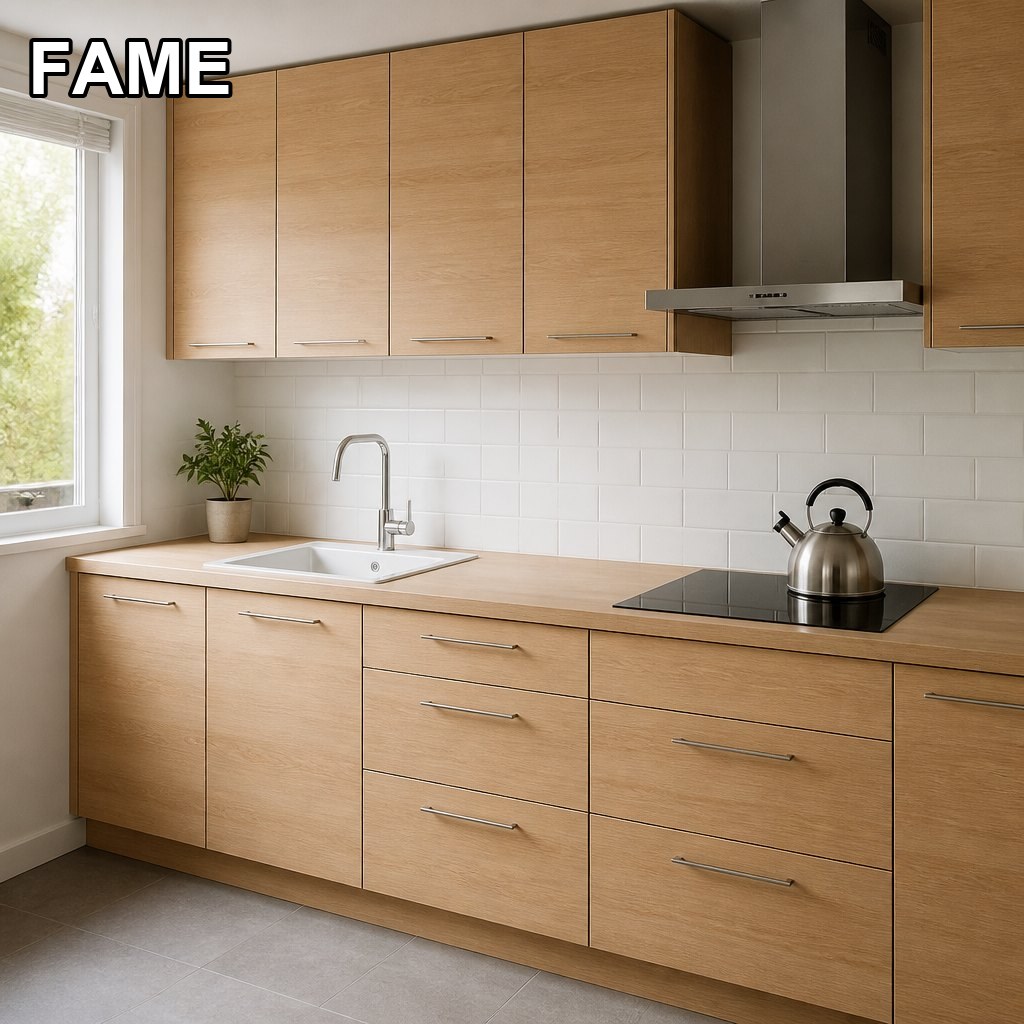 Oak Wood-Grain Kitchen — Scandinavian Flat-Panel in a real kitchen setting