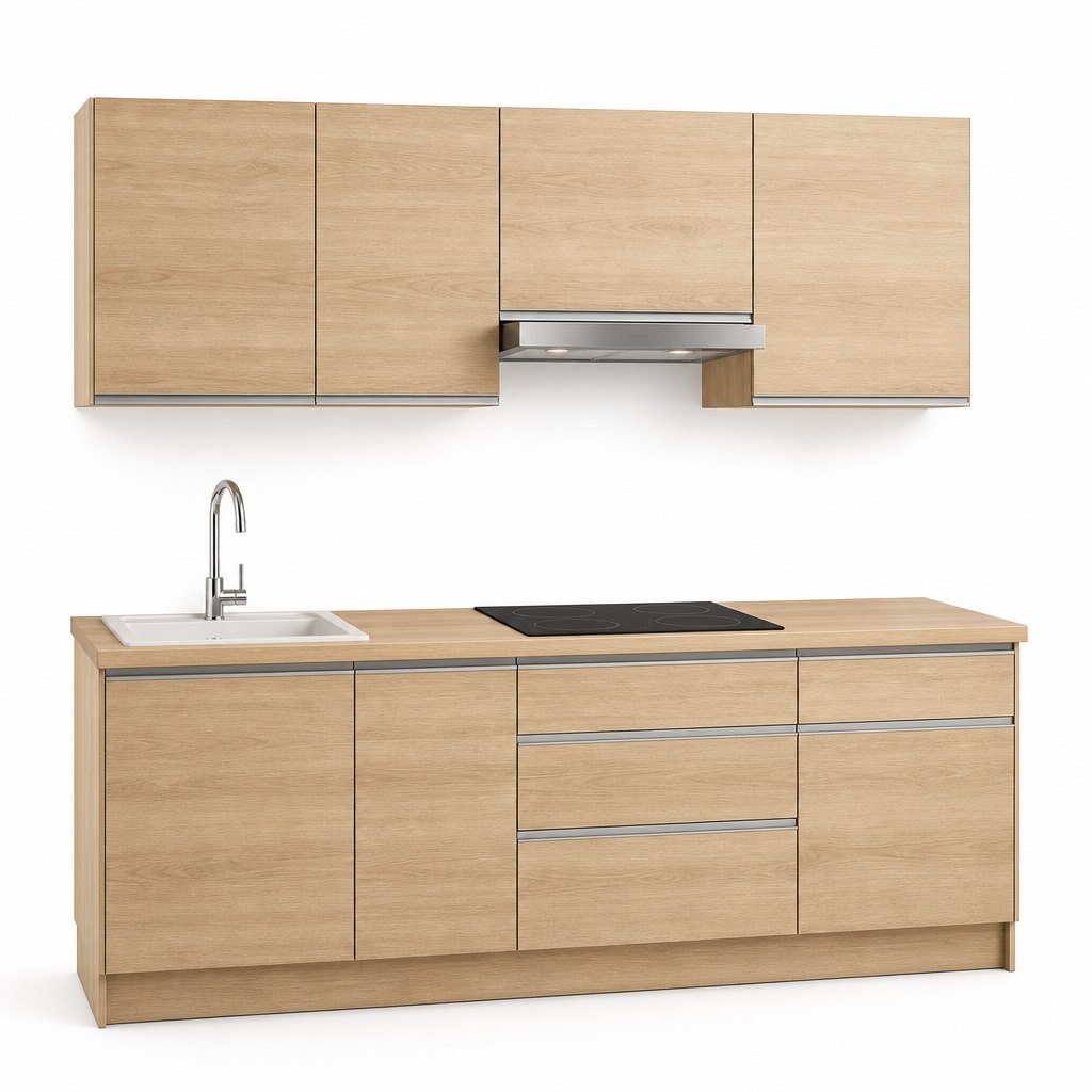 Oak Wood-Grain Kitchen — FAME OEM kitchen cabinets