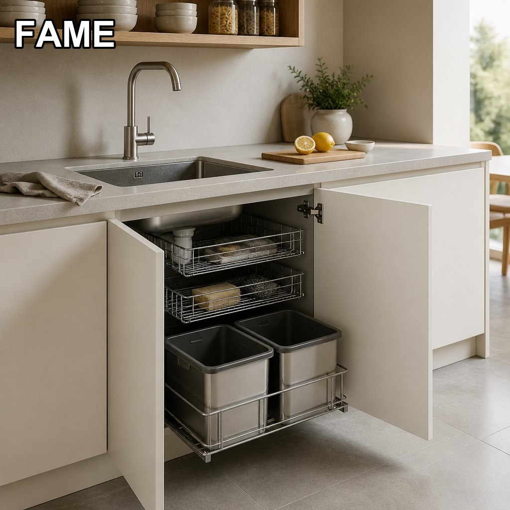 Sink Base Cabinet — Pull-Out Waste Sorting, Under-Sink Drawers in a real kitchen setting