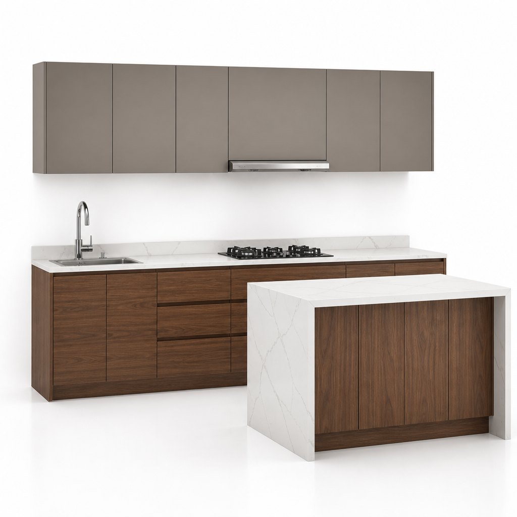 Two-Tone Handleless Kitchen — FAME OEM kitchen cabinets