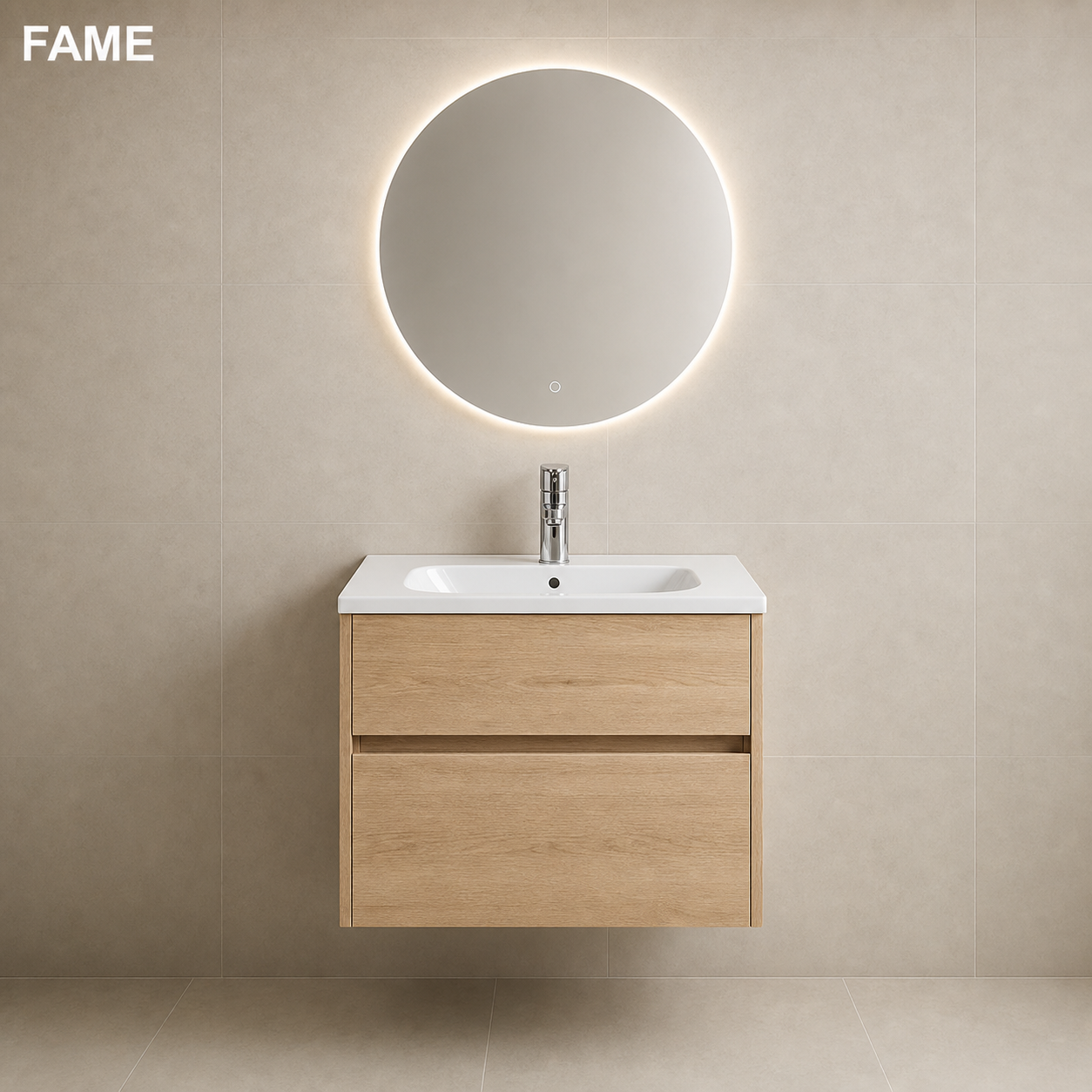 Light Oak 600mm Wall Hung Vanity for Chile bathroom vanity and vanitorios buyers