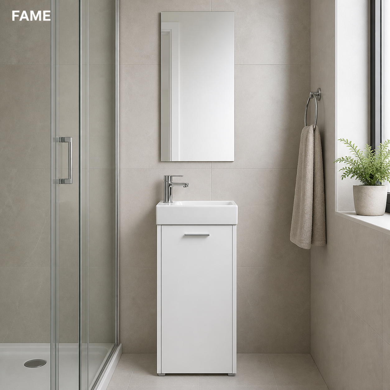 Gloss White 900mm Side Tower Vanity for Chile bathroom vanity and vanitorios buyers