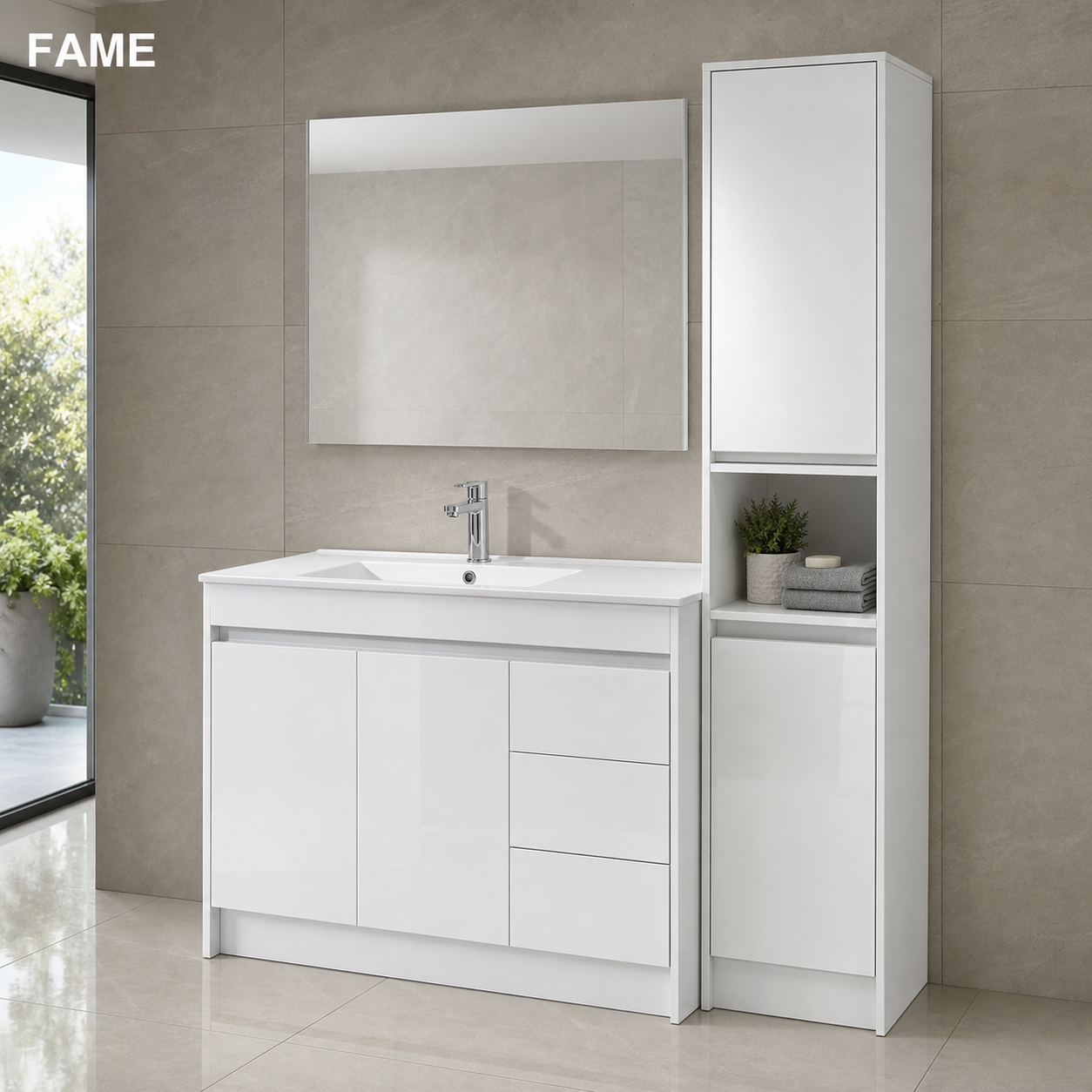 Slim Apartment Corner Friendly Vanity for Chile bathroom vanity and vanitorios buyers